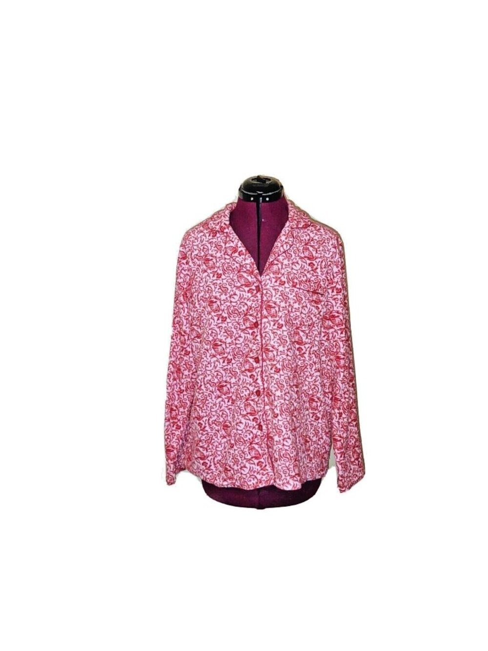 Croft & Barrow Pajama Set Women’s Large Red White Owl Print Shirt & Pants